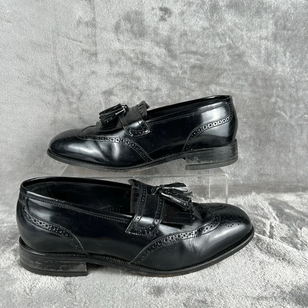 Florsheim Lexington Wingtip Tassel Loafers Men 9 Wide Black Classic Dress Shoes